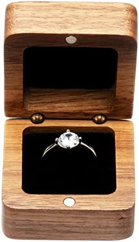 קוסיסו אגוז עץ אירוסין טבעת אריזת מתנה תכשיטי אחסון תיבת עבור הצעת יום הולדת