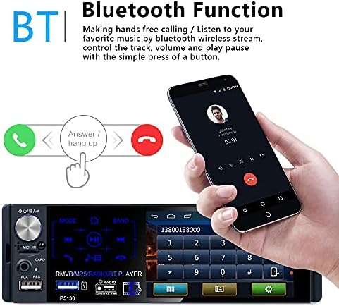 סטריאו של מכוניות פודופו יחיד עם Bluetooth, 4.1 רדיו רכב מסך מגע עם מצלמת גיבוי, רדיו AM FM RDS, קלט USB/AUX/TF,