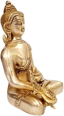 פליז פליז אלילי רפואה בודהה: פסל זהב וינטג 'מריפוי טיבטי