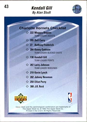 1992-93 סיפון עליון 43 קנדל גיל TC שרלוט הורנטס כדורסל NBA
