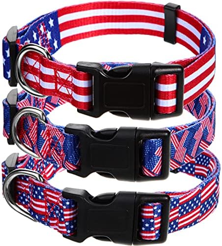 3 חתיכות דגל אמריקאי צווארוני כלבים אמריקאים מתכווננים צווארוני חיות מחמד רכים נוחים לכלבים וגורים חתולים