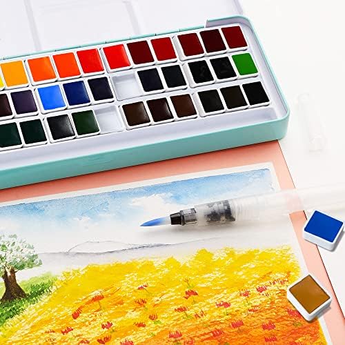 צרור סט צבע צבעי מים Meiliang, 36 צבעים עזים עם עטים של צבע אקרילי, 24 צבעים קצה מברשת וסמני צבע קצה עדינים לציור סלע