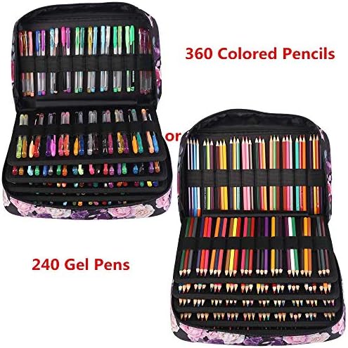 חריץ עפרונות שולנר מחזיק 360 עד 364 עפרונות צבעוניים או 240 עד 244 עטים ג'ל צבעוניים עם סגירת רוכס
