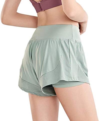 Edencomers נשים אימון מכנסיים קצרים, מכנסי ספורט כושר פעילים של יוגה עם אניה 2 ב -1