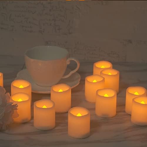 24 חבילות אורות תה חסרי עור עם טיימר סוללה לאורך זמן המופעל על ידי נרות הצבעה נרות מצביעים מהבהבים מזויפים חשמליים.