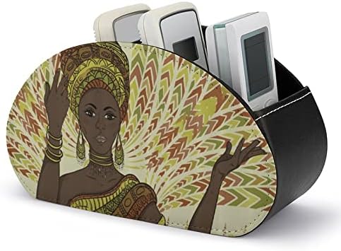 ריקוד אפריקאי אתני שחור אישה שלט רחוק מחזיק עור מארגן שולחן עבור ציוד משרדי מרחוק בקר