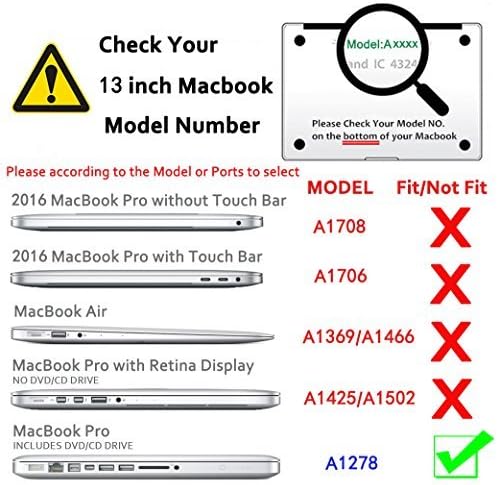 SE7ENLINE LOUGH Book Case תואם ל- MacBook Pro 13 אינץ 'דגם A1278 עם CD-ROM 2010/2011/2012 שוחרר שרוול נשיאה נשיאה מארז פוליו
