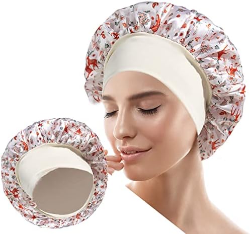 כובעי מקלחת אמבטיה של NPKGVIA לנשים כובעי מקלחת אטומים לשימוש חוזר כובע שיער לשימוש חוזר למקלחת הגנה כפולה אלסטי בגודל