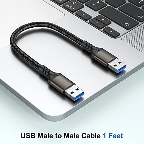 כבל USB ל- USB 1 רגליים 2 חבילה, USB 3.0 כבל זכר לזכר USB A לחוט כבלים כבל להעברת נתונים התואמת לכונן קשיח, מחשב