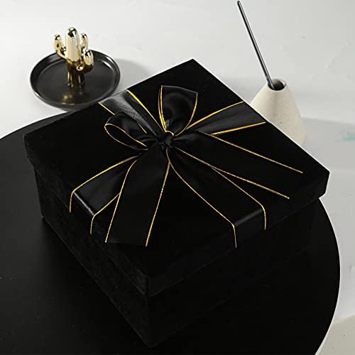 ג ' והאוס 2 יחידות כיכר קופסות מתנה, שחור לוקסוס מתנת קופסות קטיפה כיכר קופסות מתנה עם מכסים עבור אמהות יום האהבה יום