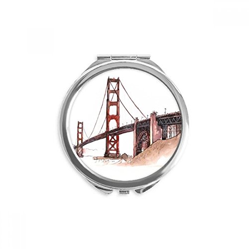זהב שער גשר באמריקה קליפורניה יד קומפקטי מראה עגול נייד כיס זכוכית