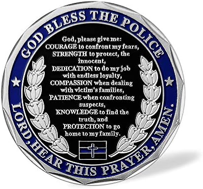 משטרת אתגר מטבעות בתפזורת חבילה של 10, סנט מייקל אלוהים בירך את המשטרה,דק כחול קו תודה לך מטבע הערכה מתנות