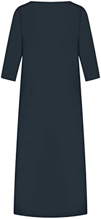 שמלות פשתן כותנה לנשים של Bingyelh שמלות חולצה גדולות עם שרוול קיץ שרוול שקיעה שקיעה רגילה בוהו מקסי שמלת קפטן