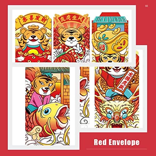 יארדווה סיני מתנה 12 יחידות יצירתי סיני חדש שנה אדום מעטפות 2022 אדום כיס מזל כסף מעטפות קריקטורה דפוס נמר אדום מעטפות לשנה