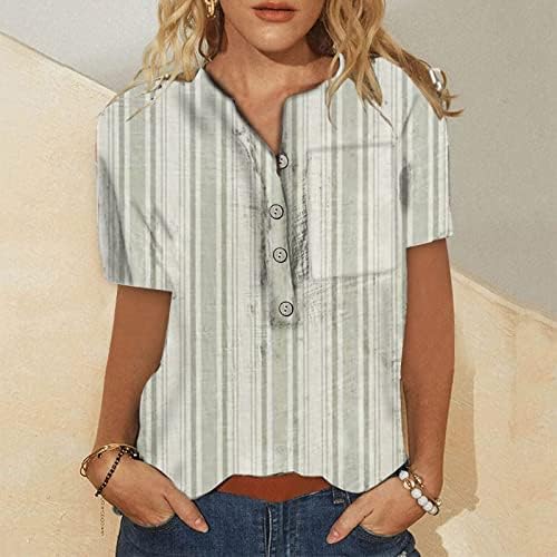 נשים חולצות פשתן כותנה חולצת קיץ לבוש הנלי נלי נגד חולצה חולצה רבע כפתור למעלה