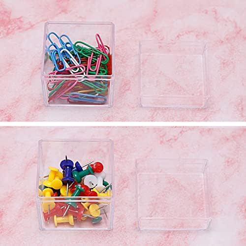 LIDSCURA 36 קופסת אקריליק, קופסת קוביית ריבוע פלסטיק בהיר פלסטיק עם מכסים, מיכל אחסון ממתקים, לגלול ממתקים, תכשיטים זעירים,