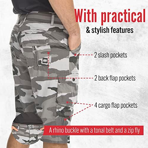 מכנסי מטען של אקו לגברים - מכנסי מטען של קאם קמש עם חגורה גדולה וגובהה