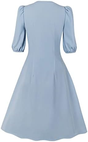 שמלת וינטג ' עם שרוול חצי שרוול, שמלות אורחים לחתונה לנשים צווארון עגול שנות ה -50 רטרו מסיבת נדנדה שמלה נמתחת