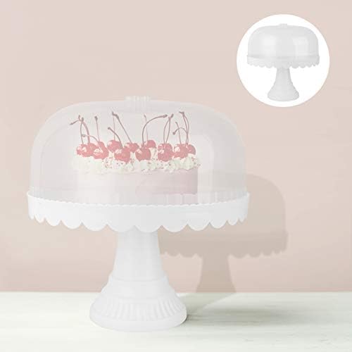 קינוח שולחן תצוגת סט דוכן תצוגת רגל עוגת צלחת עם כיפה עגול קינוח דוכן תצוגת מאפה סוכריות תצוגת צלחת לחתונה מסיבת יום הולדת