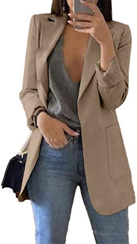 נשים מקרית ארוך שרוול פתוח קדמי קרדיגן משרד עבודה בלייזר חליפה עם כיסים להאריך ימים יותר