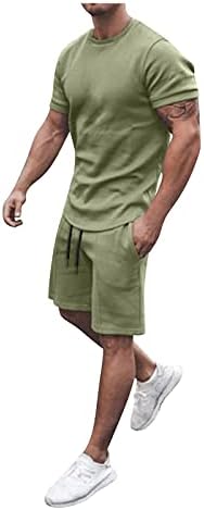 סט ספורט לגברים תלבושות בלוק קיץ תלבושות אימונית 2 חלקים חולצות שרוול קצר ומכנסיים קצרים סט הזיעה מזדמנים 2021