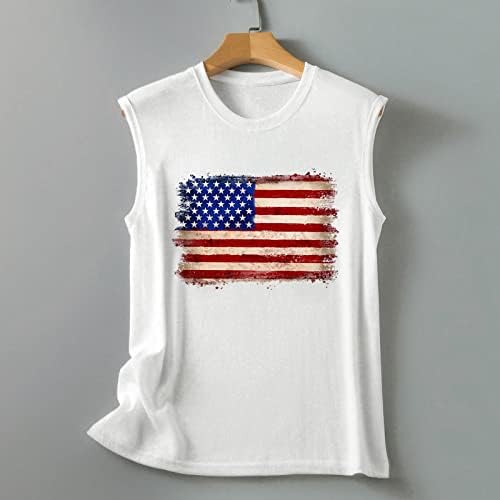 4 ביולי חולצות לנשים דגל אמריקאי קיץ ללא שרוולים גופיות פסים כוכבים חולצת טריקו חולצה מזדמן טוניקת חולצות