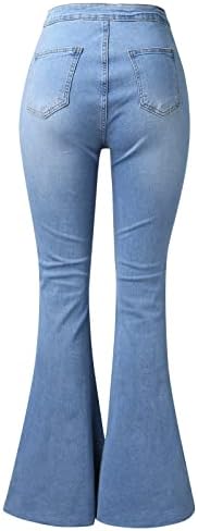 מתיחה רוכסן רוכסן רחב מזדמן אתלטי פלוס פלוס מכנסיים מזדמנים בגודל נשים מכנסי ג'ינס עם מותניים כחולים מזדמנים
