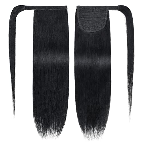 דילוסילק קוקו הארכת שיער טבעי ארוך ישר לעטוף סביב קוקו לנשים 18 90 גרם 1 שחור משחור