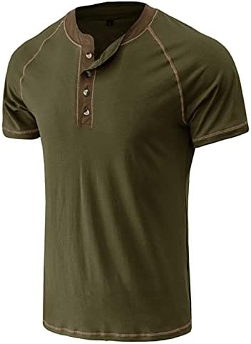 חולצת הנלי של Aulemen גברים שרוול ארוך שרוול ארוך כפתור קל משקל קל חולצת טריקו בסיסית שרוול רגלן