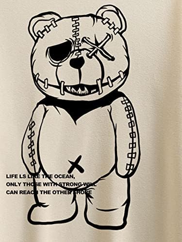 דוב קריקטורה של WDIRARA דוב הדפסים צוואר עגול סווטשירטס שרוול ארוך מזדמן