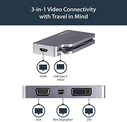 Startech.com USB C מתאם וידאו Multiport עם HDMI, VGA, Mini DisplayPort או DVI - מתאם צג מסוג USB C ל- HDMI 1.4 או MDP 1.2 -