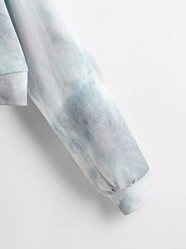 עניבה מזדמנת של נשים מקמכיות צבע סווטשירט סווטשירט עליון אימון קפוצ'ונים אפור S