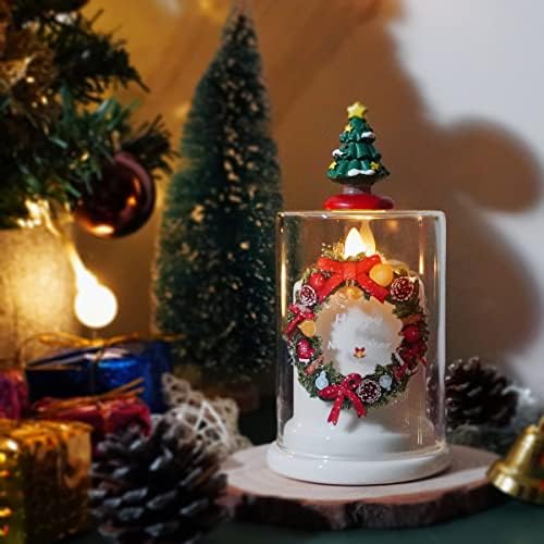 מנורת נרות של מאומני, נרות נרות נטלים נר צמצם עם שלט רחוק, מנורת אטמוספרה של עץ חג המולד עם נר חשמלי אור חם לחג