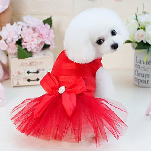Smalllee_lucky_store yp0290 שמלות לחיות מחמד כלב וגורים קטנים, אדום, X-Small