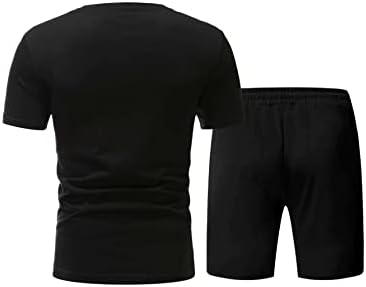 אויואנג'ל מזדמן של 2 חלקים של גברים עם שרוול קצר שרוול קצר עגול טי גרפי ומכנסיים קצרים המותניים המותניים