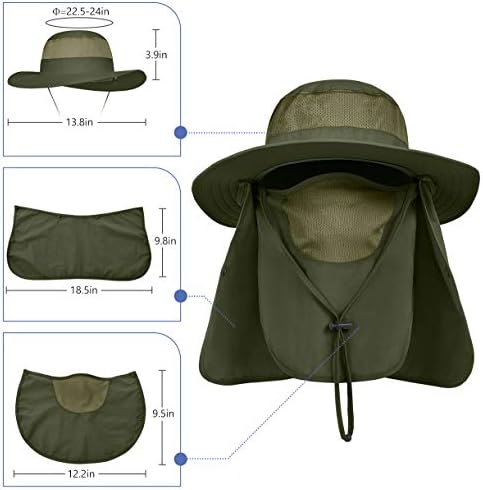 Lcztn upf 50+ כובע הגנה מפני השמש כובע דיג רחב שוליים עם דש פנים וצוואר
