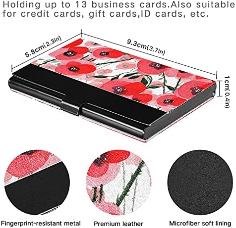 פרח בר פרג עסקים כרטיס מחזיק עבור נשים גברים כרטיס ביקור מחזיק מקרה עם עור אישי כרטיס אשראי כרטיס מזהה כרטיס ארגונית