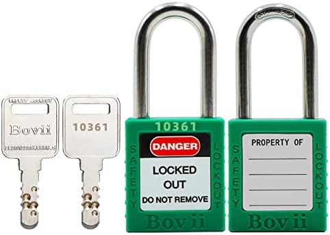 Boviisky 6 ירוק, מפתח שונה, 2 מפתחות למנעול, מנעולי תיוג נעילה תואמים OSHA