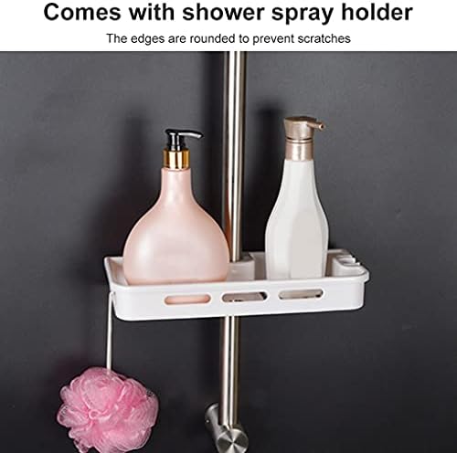 KLHHHG מקלחת מקלחת מדף מגש מוט מתכוונן מארגן אמבטיה מתלה אחסון מתלה לאחסון למקלחת שמפו סבון 1 יחידות