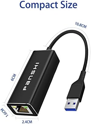 Panshi USB3.0 ל- Ethernet מתאם USB ל- 10/100/1000 MBPS מתאם Gigabit Ethernet, USB A עד RJ45 מתאם רשת LAN WIRED עבור