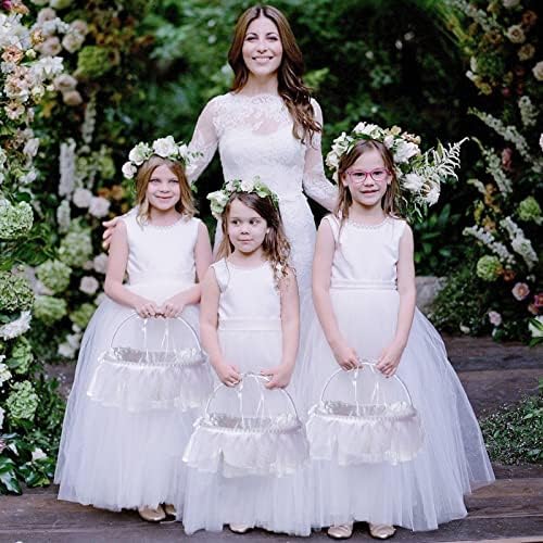2 יחידות חתונה פרח ילדה סלי, מעודן אלגנטי ילדה פרח סל עם נשלף ידית,חתונה טקס מסיבת רוז פרח סלי לחתונה טקס