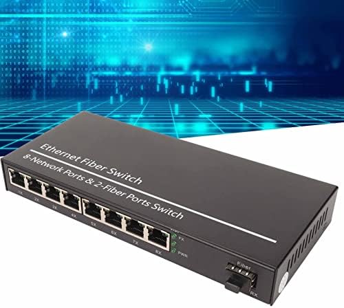 מתג סיבי אתרנט של TopinCn gigabit, RJ45 יציאת רשת Ethernet Media Converter Plug and Play 1 יציאה אופטית 8 יציאה