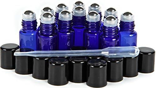 ויוופלקס, 12, קובלט כחול, 3 מיליליטר זכוכית רול-על בקבוקים עם נירוסטה רולר כדורי-טפטפת כלול …