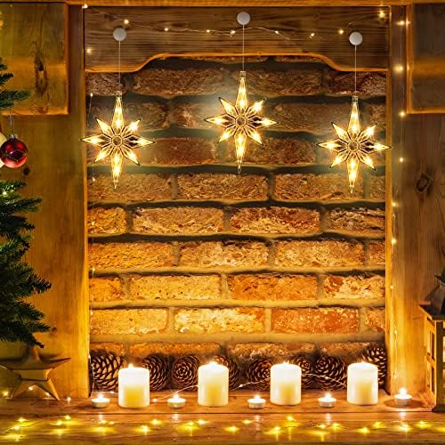 Zhengmy 10.6 אינץ 'אורות חג המולד אורות חג המולד מוארים צללית LED מוארת כוכבים תלויים גדולים לעץ חג המולד, חלון, חג