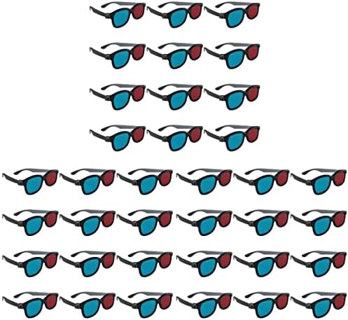 מובסטק 60 יחידות מסך עדשת סגנון סטריאו מקרן משקפיים, כחול תיאטרון משקפיים: סרט טלוויזיה שחור מסגרת אדום משחק אנאגליף ציאן