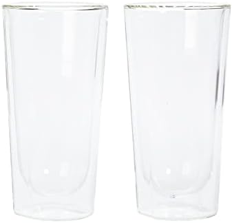 סט זכוכית ליטר פקקים של 2, כוס מבודדת בעלת קירות כפולים קפה מושלם, יין, בירה ושמפניה, צלול