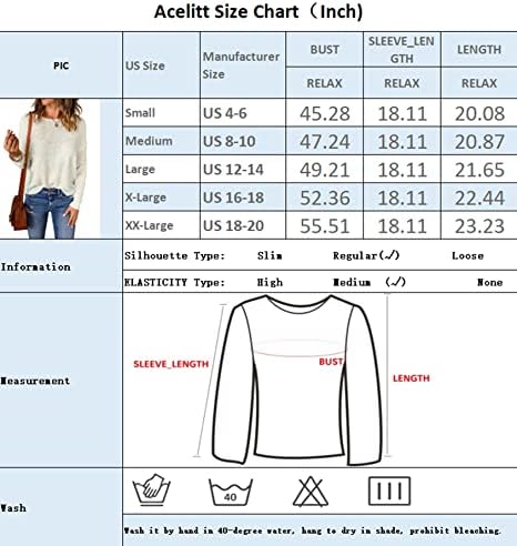 Acelitt Womens מזדמן משקל קל משקל ארוך צווארון צווארון טיפה חולצות סריגה חולצות, s-xxl