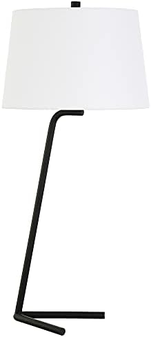 מרקוס 28.5 מנורת שולחן מוטה גבוהה עם צל בד בברונזה מושחרת/לבן