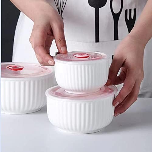 מכולות אחסון מזון לשימוש חוזר של Skkah Ceramic Creamic Allabinable ניתן לשימוש חוזר עם מכסים אטומים, קופסת ארוחת צהריים עגולה,