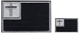 B73 דגל נוצרי טקטי תג טקטי טלאי טלאי מורל רקום צבאי 2 PCS 3x2 אינץ 'וגיבוי וו 1.5x1 אינץ')
